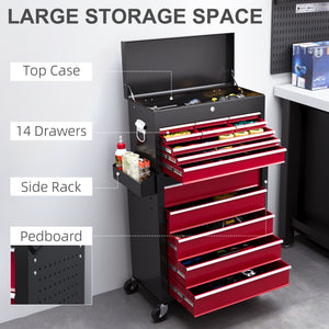 14 Drawer Rolling Tool Chest, Lockable Tool Storage Cabinet with Detachable Top Toolbox, Protective Liner – view 10