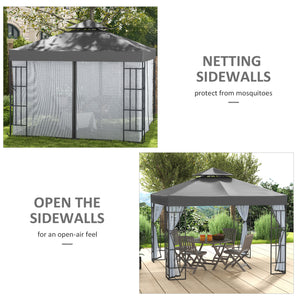 10'x10' Garden Gazebo Patio Canopy Portable Party Event Backyard w/ Mosquito Netting Coffee – view 12