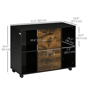 Lateral Filing Cabinet with Wheels and Lockable Drawer, File Cabinet – view 9