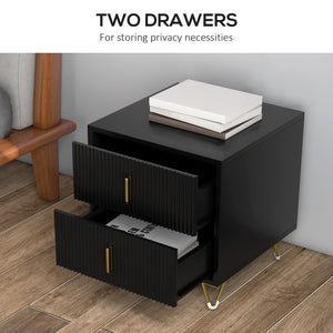 Bedside Table, Modern Nightstand with 2 Drawers, Side End Table with Metal Legs for Living Room, Bedroom – view 11