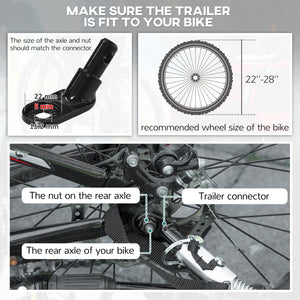 Qaba Bike Trailer for Kids, Baby Bicycle Trailer with 5-Point Harness, 16" Rubber Wheels, Storage Bag, for 18+ Months, Red