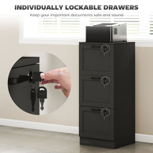 Vertical Filing Cabinet with 2 Drawers, Lock, File Cabinet for Home Office, A4 and Letter Size Files, White – view 12