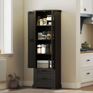 71" Tall Kitchen Pantry Cabinet, Farmhouse Kitchen Storage Cabinet with 2 Drawer and Adjustable Shelves – view 7