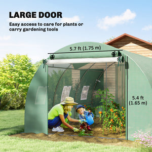 Walk-in Tunnel Greenhouse, Plant Hot House w/ Support Rods, Roll-up Mesh Door, Mesh Windows, 13'x9.8'x6.6' – view 6