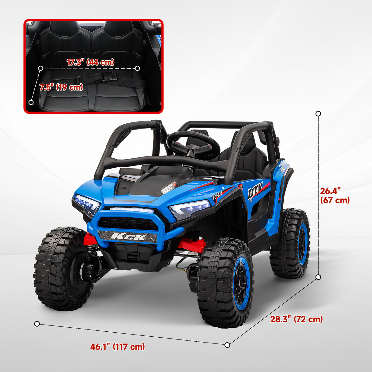 Qaba 2 Seater 24V 7AH Ride on Truck, Electric Car for Kids w/ Spring Suspension, Remote Lights, Horn, Music