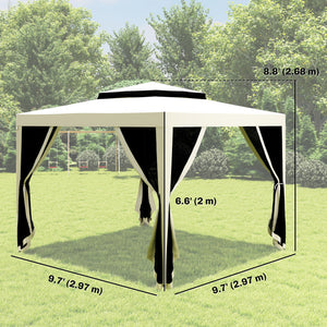 10' x 10' Outdoor Canopy Tent Party Tent with Mesh Netting and Double Tier Roof for Backyard, Garden – view 9