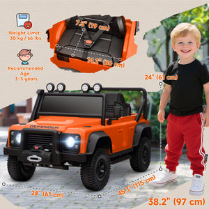 Qaba Land Rover Licensed Kids Ride on Truck with Remote Control, Spring Suspension, LED Lights, 3 Speed for Ages 3-5