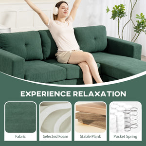 Sectional Sofa with Changeable Chaise Lounge, 3 Seat L-Shaped Small Space Sofa – view 18