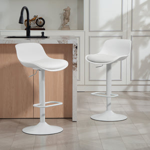 Counter Height Bar Stools Set of 2, Streamlined Bar Chairs with Adjustable Height and Swivel PU Leather – view 14