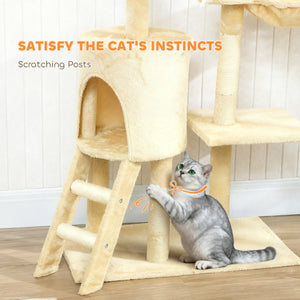 53" Cat Tree Tower, Kitten Activity Centre with Scratching Posts, Condo, Perches, Ladder, Hammock – view 13