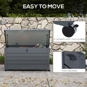 78 Gallon Garden Storage Box, Waterproof Outdoor Storage Container with Wheels and Handles, Dark Grey – view 10