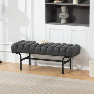 Bedroom Bench PU Leather End of Bed Bench with Cylindrical Seat and Metal Legs for Bedroom Living Room – view 7