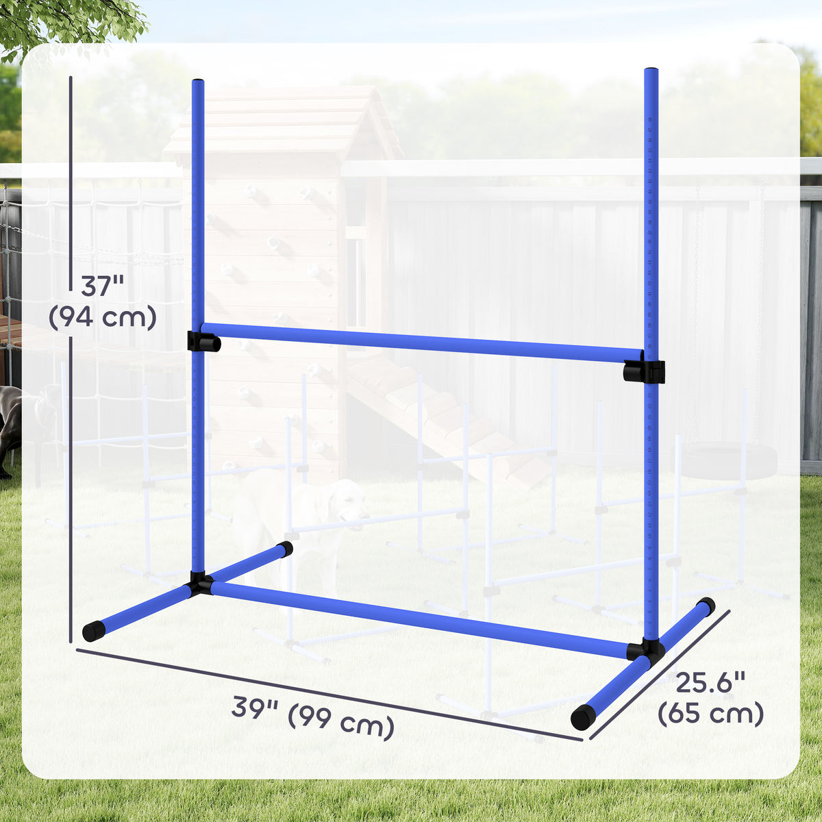 Set of 6 Dog Agility Training Equipment Adjustable Jump Bar Pet Exercise Kit with Carrying Bag (Blue)