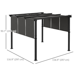 10' x 10' Metal Pergola, Outdoor Pergola with Retractable Canopy, for Garden, Patio, Backyard, Deck – view 2