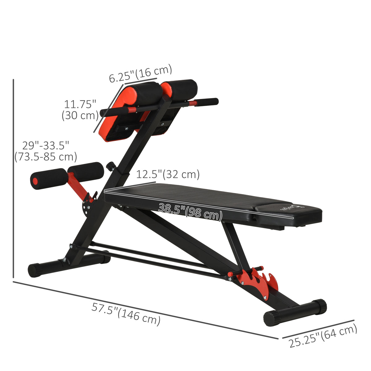 Soozier Adjustable Weight Bench Roman Chair Exercise Training Multi-Functional Hyper Extension Bench Dumbbell Bench Ab Sit up Decline Flat