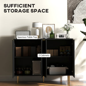 Modern Kitchen Storage Cabinet, Sideboard Buffet Cabinet with Adjustable Shelves for Hallway, Black – view 3