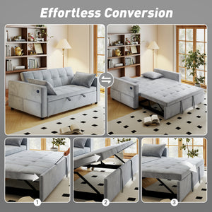 3‑in‑1 Convertible Sofa Bed, Pull Out Sleeper Sofa with USB Charging, Adjustable Backrest, Side Pockets – view 17