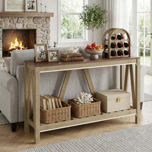 52" Console Table, Farmhouse Narrow Entryway Table with Storage Shelf – view 6