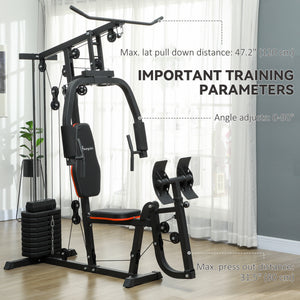 Soozier Home Gym Weights Machine, Multi Gym Lat Pulldown and Leg Workout Equipment with 99lbs Weight Stack
