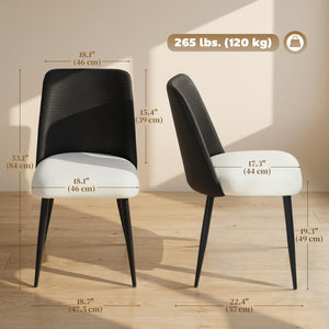 Dining Chairs Upholstered Kitchen Chairs Set of 2 with Steel Legs and Padded Seat for Dining Room, Kitchen, Black