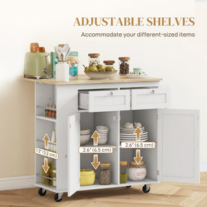 Kitchen Island with Power Outlet and Drop Leaf, Rolling Kitchen Cart with 2 Drawers and Adjustable Shelves – view 13