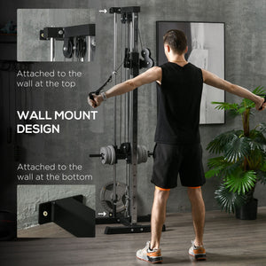 Soozier Wall Mount Cable Station, 15 Positions Adjustable Dual Pulley Machine Cable Crossover Machine Home Gym Equipment