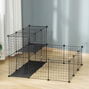 Small Animal Cage Rabbit Cage with Door, Guinea Pig Playpen, Small Animal Fence for Bunny, Chinchilla, Freret, Chinchilla, Indoor and Outdoor Use, Total 31 Panels, 41.3" x 41.3" x 27.6"