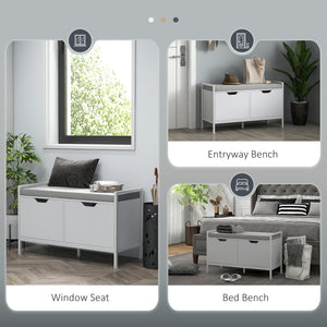 Shoe Storage Bench with Seat Cushion, Shoe Cabinet for Hallway, Entryway Bench, Supports 352lbs, White