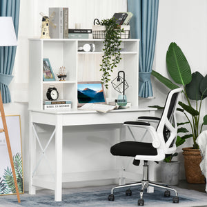 Computer Desk with Hutch, Home Office Table with Storage Shelves and Open Compartments for Writing, Work – view 26