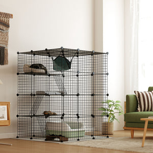 4 Tier DIY Cat Cage Indoor, Catio for 1-3 Cats with Hammock, 5 Doors, 3 Ramps, 3 Jumping Platforms – view 7