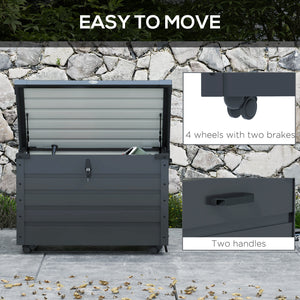 78 Gallon Garden Storage Box, Waterproof Outdoor Storage Container with Wheels and Handles, Dark Grey – view 3