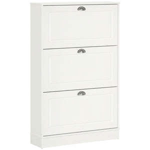 Shoe Cabinet with 3 Flip Drawers, Narrow Shoe Storage Cabinet, Holds 12 Pairs for Entryway, Hallway, White