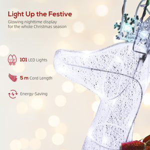 4.3FT Lighted Christmas Reindeer, Christmas Decor with RGB and Warm White LEDs, Stakes and Zip Ties, IP44 Waterproof