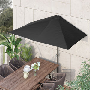 8ft Half Umbrella Outdoor Balcony Parasol Patio Garden Outdoor Window Sun Shade w/ 5 Ribs Beige – view 35