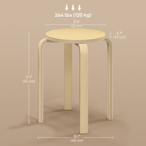 Round Stackable Chairs Set of 4, 18-Inch Backless Stacking Stools for Kitchen, Dining Room, Office, Outdoors