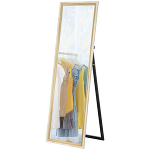 Floor Standing Mirror, Full Length Mirror, Free Standing, Leaning or Wall Mirror with Frame for Bedroom, Dark Wood Grain