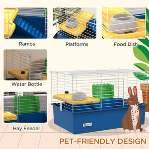 18.5" Small Animal Cage with Water Bottle, Food Dish, Platform, Ramp, Black – view 11