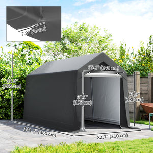 7' x 12' Outdoor Storage Shed Portable Garage with Roll-up Door for Motorcycle, Bike, Garden Tools, Beige – view 9