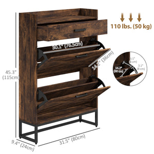 Slim Shoe Storage with 2 Flip Drawers and Adjustable Shelves Shoe Cabinet Organizer for 12 Pair – view 2