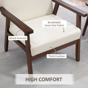 Accent Chairs with Cushioned Seat, Upholstered Linen-Feel Armchair with Adjustable Feet for Bedroom – view 18