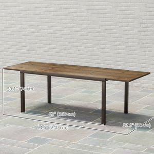 63"-94.5" Extendable Patio Dining Table for 6-8 Person, Outdoor Dining Table with Aluminium Edging – view 2