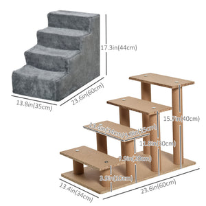 4-Step Dog Ramp for Sofa, Bed, and Couch, with Removable Cover, Light Grey – view 2