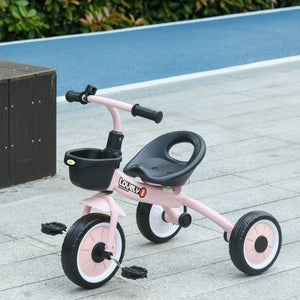 Qaba Tricycle for Toddler 2-5 Year Old Girls and Boys, Toddler Bike with Adjustable Seat, Basket, Bell
