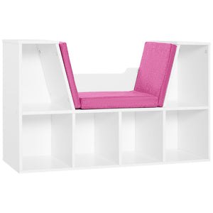 6-Cubby Bookcase with Seat Cushion, Cube Storage Shelf with Reading Nook for Home Office, Study, Blue – view 8