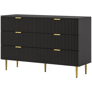 Modern Chest of Drawers 4 Drawer Dresser for Bedroom with Gold Legs and Handles, Black – view 15
