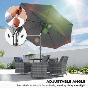 10' x 8' Round Market Umbrella, Patio Umbrella with Crank Handle and Tilt, Outdoor Parasol for Garden, Blue – view 17