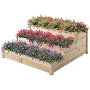 49" x 49" x 22" 3-Tier Raised Garden Bed Wooden Planter Kit Elevated Plant Box Stand for Yard, Patio