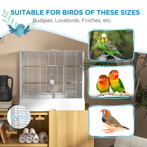 22" Bird Cage for Budgie Finches Canaries Love Birds with Wooden Stands, Slide-Out Tray, Handles – view 12