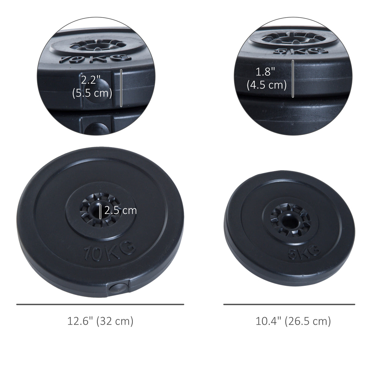Soozier 4 Piece dumbbell Weight Plates Set 2 x 11lbs and 2 x 22lbs Black (Weights Only)