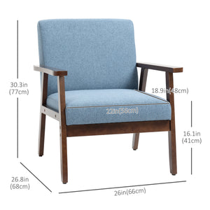 Accent Chairs with Cushioned Seat, Upholstered Linen-Feel Armchair with Adjustable Feet for Bedroom – view 2